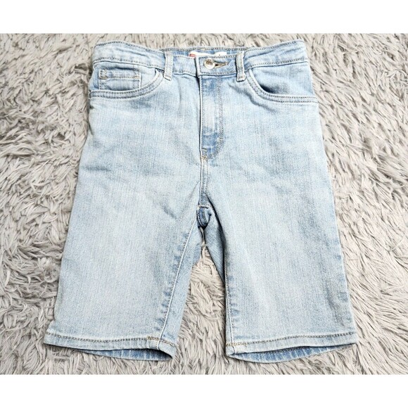 Levis Girls Kids Jean Shorts Size‎ 10 Light Wash Blue Denim High Rise Bike - Picture 1 of 10